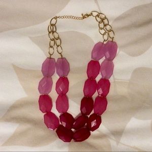 Pink Ombré Handmade Faceted Gem Statement Necklace